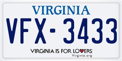 VA license plate VFX3433