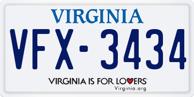 VA license plate VFX3434