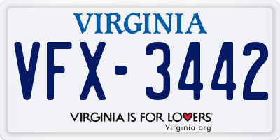 VA license plate VFX3442