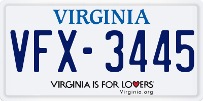 VA license plate VFX3445