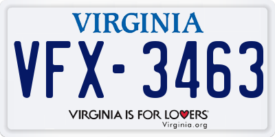 VA license plate VFX3463