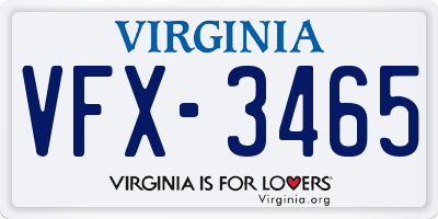 VA license plate VFX3465