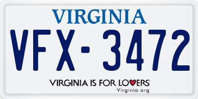 VA license plate VFX3472