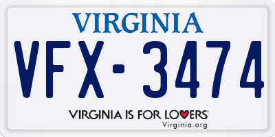 VA license plate VFX3474