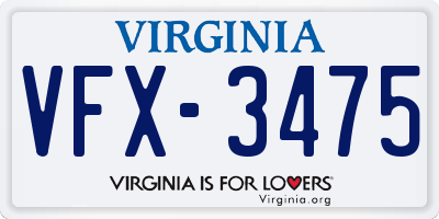 VA license plate VFX3475