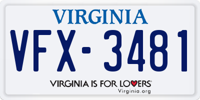 VA license plate VFX3481