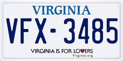 VA license plate VFX3485