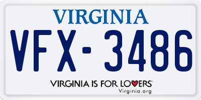 VA license plate VFX3486