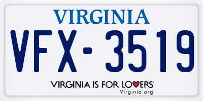 VA license plate VFX3519