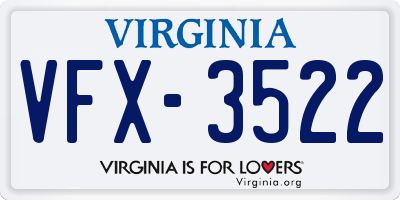 VA license plate VFX3522