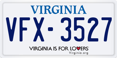 VA license plate VFX3527