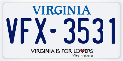 VA license plate VFX3531