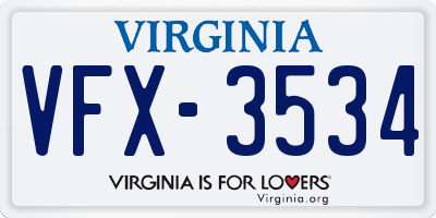 VA license plate VFX3534