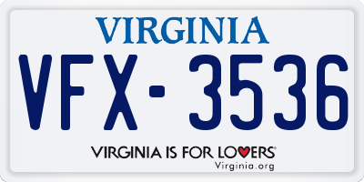 VA license plate VFX3536
