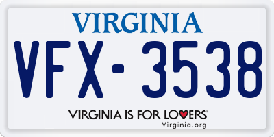 VA license plate VFX3538