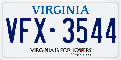 VA license plate VFX3544