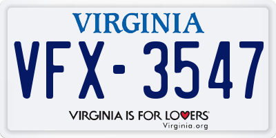 VA license plate VFX3547