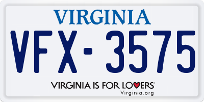 VA license plate VFX3575