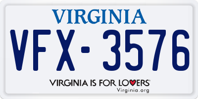 VA license plate VFX3576