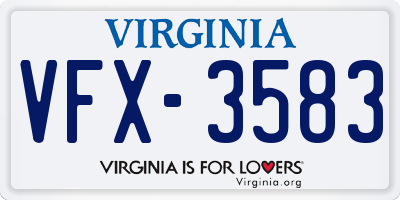 VA license plate VFX3583