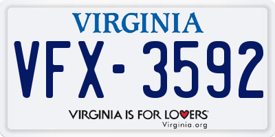 VA license plate VFX3592
