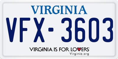 VA license plate VFX3603