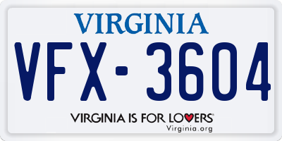 VA license plate VFX3604