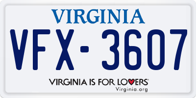 VA license plate VFX3607