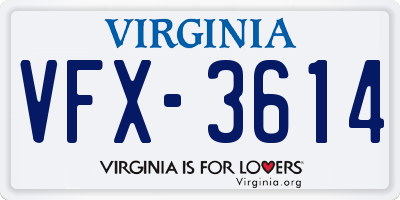 VA license plate VFX3614
