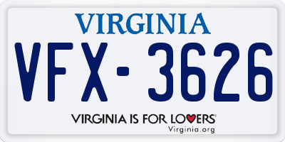 VA license plate VFX3626