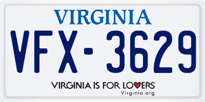 VA license plate VFX3629