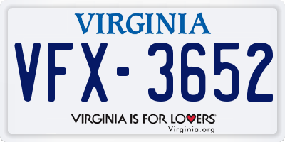VA license plate VFX3652