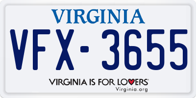 VA license plate VFX3655