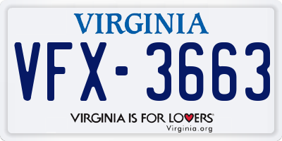 VA license plate VFX3663