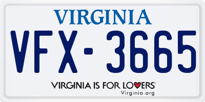 VA license plate VFX3665