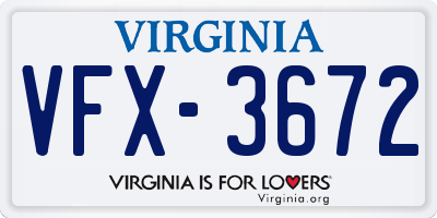 VA license plate VFX3672
