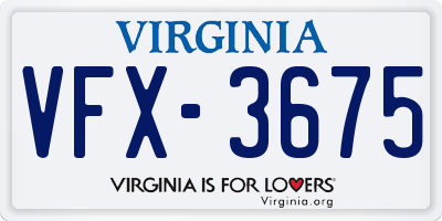 VA license plate VFX3675