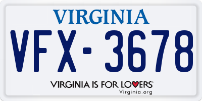 VA license plate VFX3678