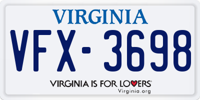 VA license plate VFX3698