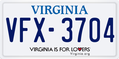 VA license plate VFX3704