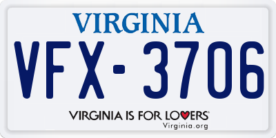 VA license plate VFX3706