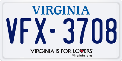 VA license plate VFX3708