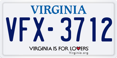 VA license plate VFX3712
