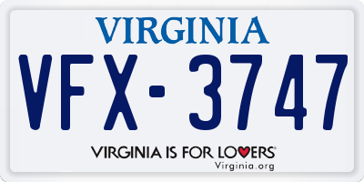 VA license plate VFX3747