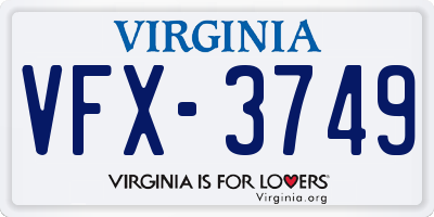 VA license plate VFX3749