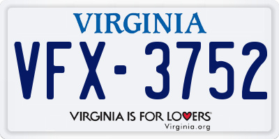 VA license plate VFX3752