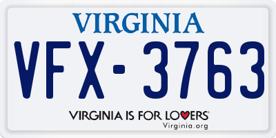 VA license plate VFX3763