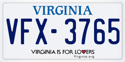 VA license plate VFX3765