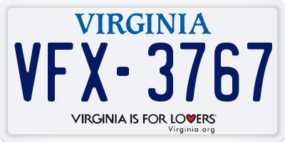 VA license plate VFX3767
