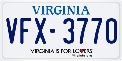 VA license plate VFX3770